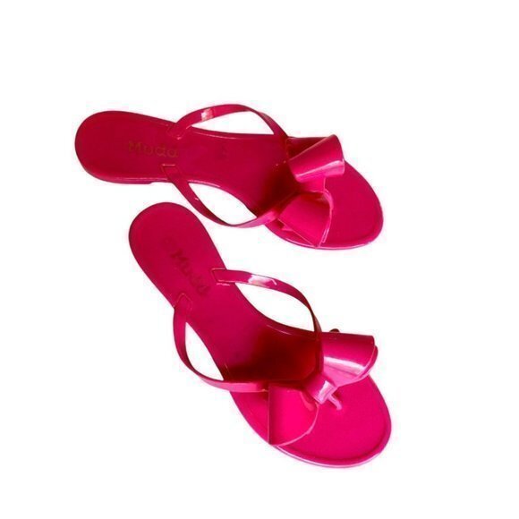 Mudd women's bow jelly flip-flaps slide sandal pink NEW size 7.5 - Picture 1 of 2